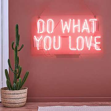 Neon Signs Pink Do What You Love Neon Lights, Neon Light Sign Real Neon Lamp, Wall Sign Art Decorati...