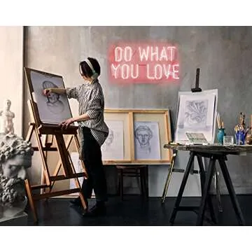 Neon Signs Pink Do What You Love Neon Lights, Neon Light Sign Real Neon Lamp, Wall Sign Art Decorative Signs Lights, Neon Words for Home Christmas Room Decor Bar for Party Holiday Decoration Signs