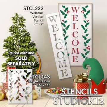 Welcome Vertical Stencil for DIY Rustic Decor | StudioR12