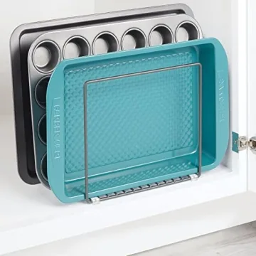 mDesign Steel Storage Tray Organizer Rack for Kitchen