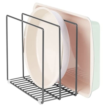 mDesign Steel Storage Tray Organizer Rack for Kitchen