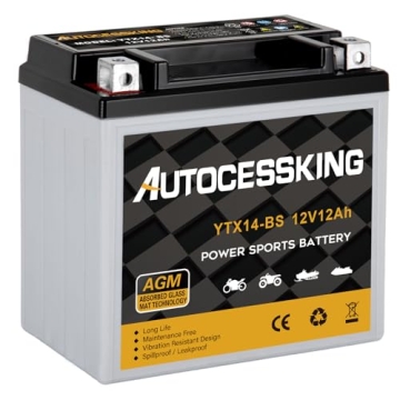 Autocessking YTX14-BS 12V Sealed AGM Motorcycle Battery - Reliable Power