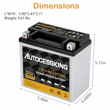 Autocessking YTX14-BS Battery - Reliable AGM Power