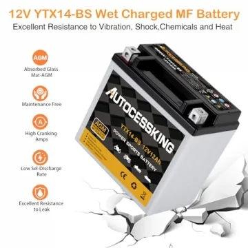 Autocessking YTX14-BS Battery - Reliable AGM Power