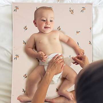 Vegan Leather Baby Changing Mat - Wipeable Portable Changing Pad, Foldable Travel Changing Mat for Baby, Newborns Toddlers Shower Gifts (Branch,20"*28")