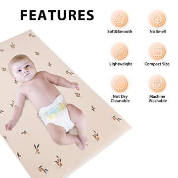 Vegan Leather Baby Changing Mat - Wipeable Portable Changing Pad, Foldable Travel Changing Mat for Baby, Newborns Toddlers Shower Gifts (Branch,20"*28")