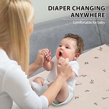 Vegan Leather Baby Changing Mat - Wipeable Portable Changing Pad, Foldable Travel Changing Mat for Baby, Newborns Toddlers Shower Gifts (Branch,20"*28")