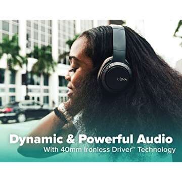 Cleer Enduro 100 Bluetooth Headphones, 40mm Ironless Driver, Deep Bass Over The Ear Headphones, 100Hr Play, Dual-Mic, Clear Calls, Comfort Fit, Bluetooth 5.0, Hi-Res Foldable Wireless Headphone, Navy