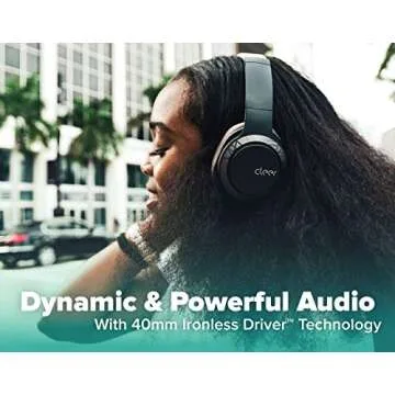 Cleer Enduro 100 Bluetooth Headphones, 40mm Ironless Driver, Deep Bass Over The Ear Headphones, 100Hr Play, Dual-Mic, Clear Calls, Comfort Fit, Bluetooth 5.0, Hi-Res Foldable Wireless Headphone, Navy