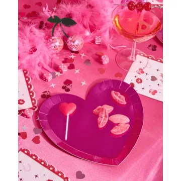 xo, Fetti Hot Pink Foil Heart Plates - 25 Pack for Any Celebration
