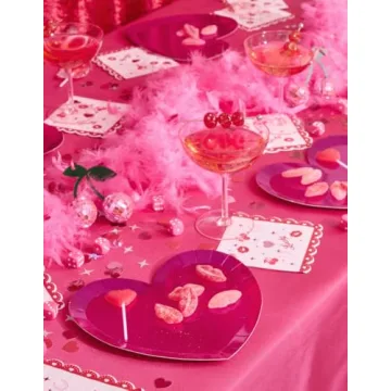 xo, Fetti Hot Pink Foil Heart Plates - 25 Pack for Any Celebration