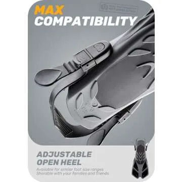 CAPAS Snorkel Fins, Swim Fins Travel Size Short Adjustable for Snorkeling Diving Adult Men Women Kids Open Heel Swimming Flippers