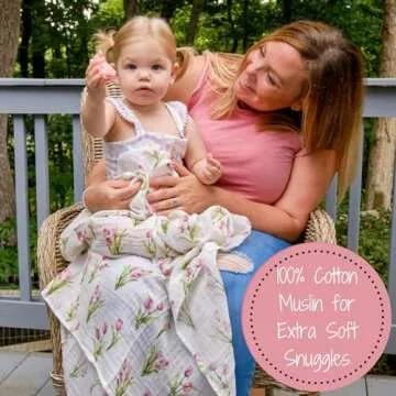 LollyBanks Baby Swaddle Blanket – Soft Muslin Tulip Print