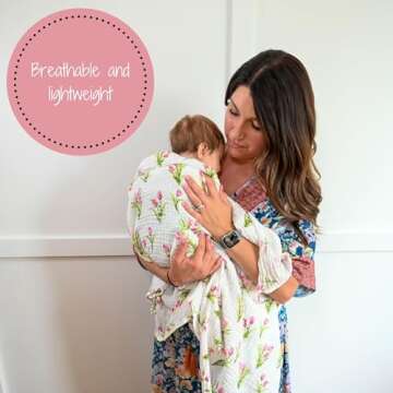 LollyBanks Baby Swaddle Blanket – Soft Muslin Tulip Print