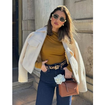 2023 Women's Wool Blend Bomber Jacket Stylish Warm