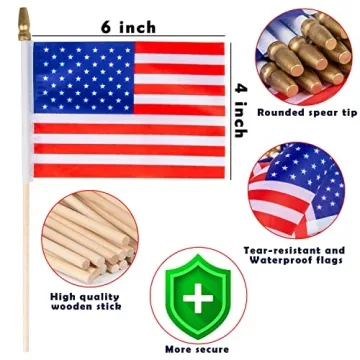 40 Pack Small American Flags for Patriotic Celebrations