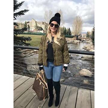 ETCYY Women's Zip Up Lightweight Quilted Jackets Long Sleeve Causal Warm Winter Oversize Coat with Pockets