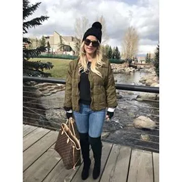 ETCYY Women's Zip Up Lightweight Quilted Jackets Long Sleeve Causal Warm Winter Oversize Coat with Pockets