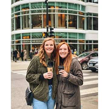 ETCYY Women's Zip Up Lightweight Quilted Jackets Long Sleeve Causal Warm Winter Oversize Coat with Pockets