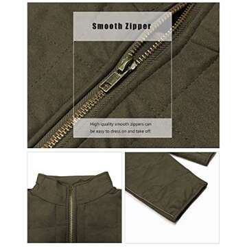 ETCYY Women's Zip Up Lightweight Quilted Jackets Long Sleeve Causal Warm Winter Oversize Coat with Pockets