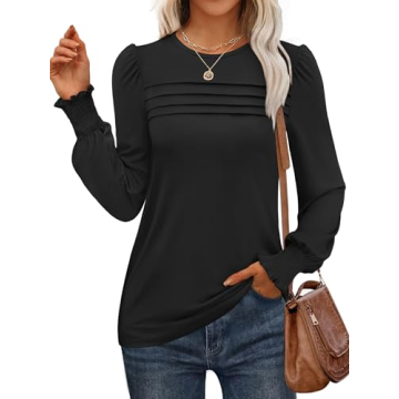 ANRABESS Long Sleeve Pleated Tunic Tops - Fall Fashion 2024