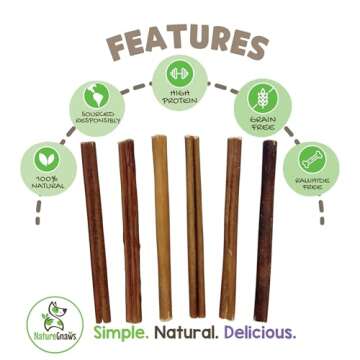 Nature Gnaws Small Bully Sticks for Dogs 5-6" (15 Count) - Long Lasting for Light Chewers and Puppie...