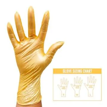 Colortrak Luminous Collection Disposable Nitrile Gloves (100 Pack), Gold, Medium, Single-Use, Allergy-Safe, Latex-Free, Powder-Free, Odor-Free, Textured Finger Tips