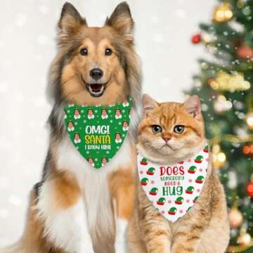 2 Pack Christmas Dog Bandanas, Buddy The Elf Dog Costume Accessories, Funny Elf Pet Scarf Decor, Cut...