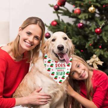 2 Pack Christmas Dog Bandanas, Buddy The Elf Dog Costume Accessories, Funny Elf Pet Scarf Decor, Cute Triangle Bibs Set, Novelty Xmas Decorations for Small Medium Large Dogs Cats