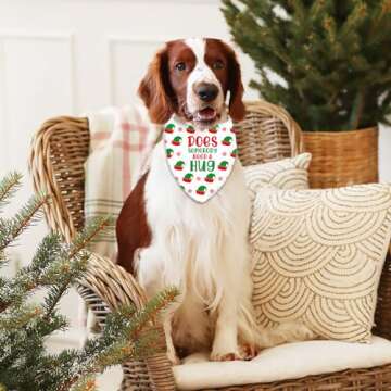 2 Pack Christmas Dog Bandanas, Buddy The Elf Dog Costume Accessories, Funny Elf Pet Scarf Decor, Cute Triangle Bibs Set, Novelty Xmas Decorations for Small Medium Large Dogs Cats