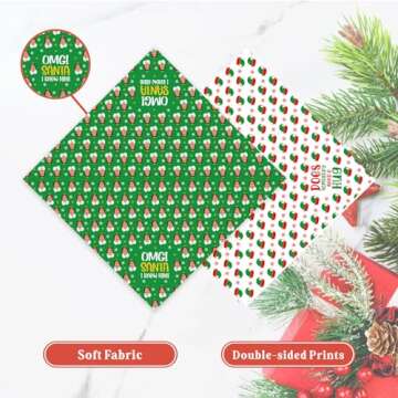 2 Pack Christmas Dog Bandanas, Buddy The Elf Dog Costume Accessories, Funny Elf Pet Scarf Decor, Cute Triangle Bibs Set, Novelty Xmas Decorations for Small Medium Large Dogs Cats