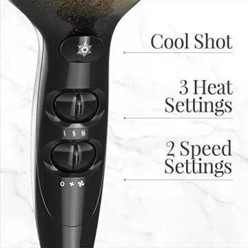 Remington D5951 Ultimate Frizz Control Hair Dryer with Ionic and Ceramic Technology, Black & Gold Glitter