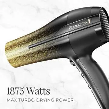 Remington D5951 Ultimate Frizz Control Hair Dryer with Ionic and Ceramic Technology, Black & Gold Glitter