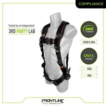 Frontline 110VTB Combat™ Lite Vest Style Harness with Aluminum Hardware and Suspension Trauma Straps | Quick Connect Buckle | OSHA and ANSI Compliant (Size: M-L)