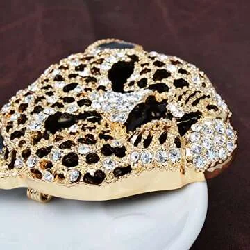 YYBONNIE Vintage Leopard Head Brooch with Rhinestones