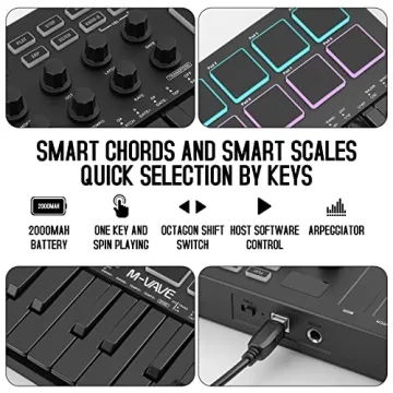 M-VAVE 25 Key MIDI Controller: Wireless Music Creation