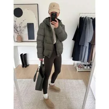 HeyNuts Workout Pro Full Length Yoga Leggings for Tall Women, Tummy Control Compression Athletic Yoga Pants 28'' Dark Olive M(8/10)