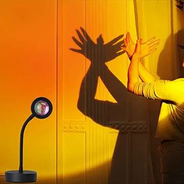 XINJI Sunset Lamp Projector Rainbow Projection Lamp Romantic Led Sunset Projection Light for Party Photo Vlog Background Bedroom (Sunsetred)…