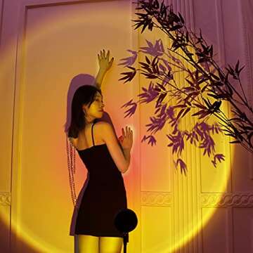 XINJI Sunset Lamp Projector Rainbow Projection Lamp Romantic Led Sunset Projection Light for Party Photo Vlog Background Bedroom (Sunsetred)…