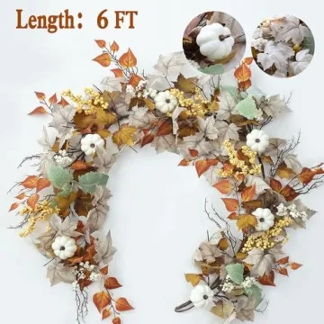 MIZII Fall Decor Artificial Maple Leaf Pumpkin Garland