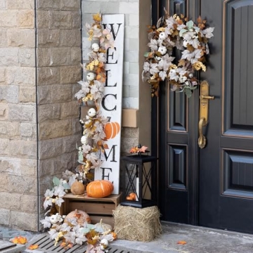 MIZII Fall Decor Artificial Maple Leaf Pumpkin Garland