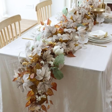 MIZII Fall Decor Artificial Maple Leaf Pumpkin Garland