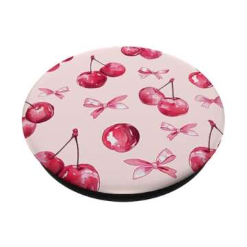 Coquette Cherry And Pink Bow PopSockets Adhesive PopGrip