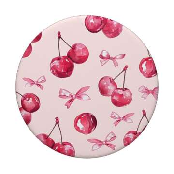 Coquette Cherry And Pink Bow PopSockets Adhesive PopGrip