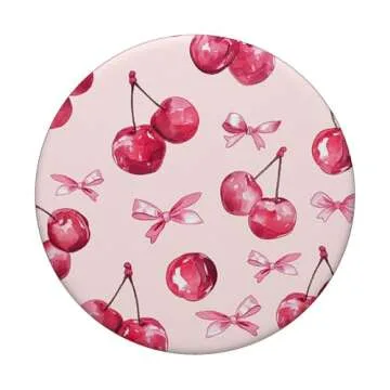 Coquette Cherry And Pink Bow PopSockets Adhesive PopGrip