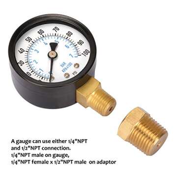 Measureman 2" Well Pump Pressure Gauge, 0-100psi
