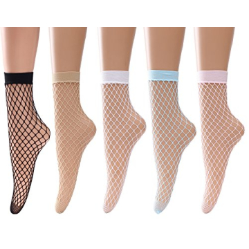 Trendy Women's Fishnet Ankle Socks - 5 Pairs in Stylish Colors