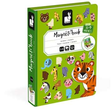 Janod MagnetiBook 41 pc Magnetic Animal Mix and Match Game - Ages 3+ - J02723