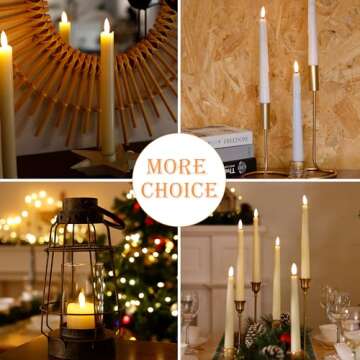 AFINETH Flameless Taper Candles, 9.6" Real Wax Battery Operated, 3 Pack Led Candles with 3D Wick, Flickering, Ivory