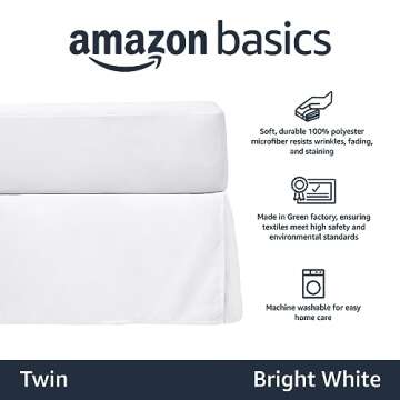 Amazon Basics Lightweight Bed Skirt in Bright White - Twin